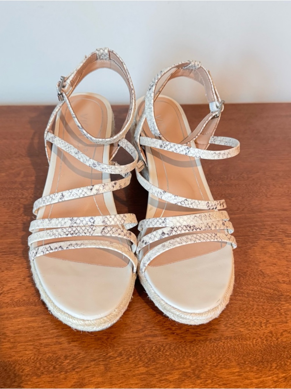 Vionic Ayda Espadrille Wedge Sandals featuring a snake-print design - Picture 2 of 9